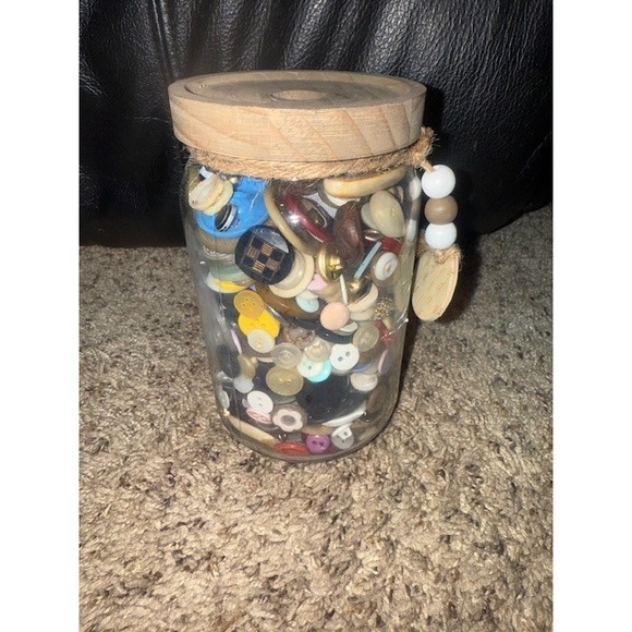 Jar of Buttons Decorative Vintage Crafting Sewing Bulk Mixed Lot - Picture 1 of 10